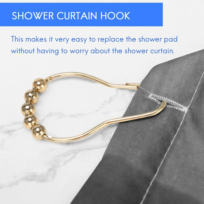 Easy Install Rustproof Shower Curtain Hooks Frictionless Stainless Steel - Easy Glide Shower Rings For Shower Curtains Rods Poli