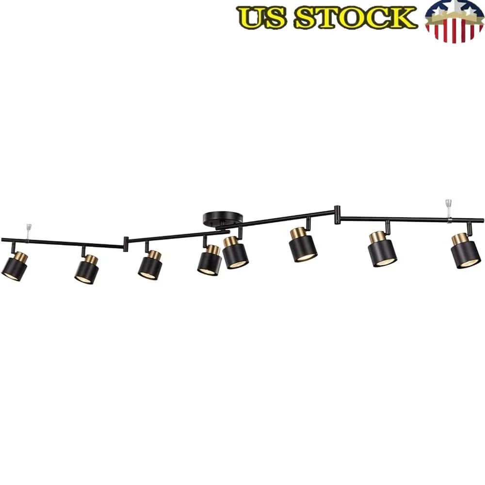 

8 Light Adjustable Track Lighting Kit Dimmable Indoor Ceiling Spotlight Modern Metal Brushed Finish Durable Mounting Hardware
