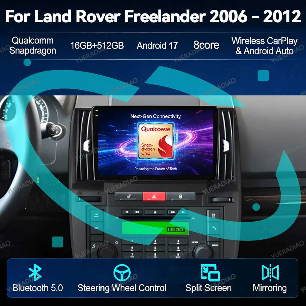 Android 17 Car Radio For Land Rover Freelander 2006 - 2012 GPS NAVI 2DIN BT Multimedia Video Player QLED 4G LTE 5G WIFI Stereo