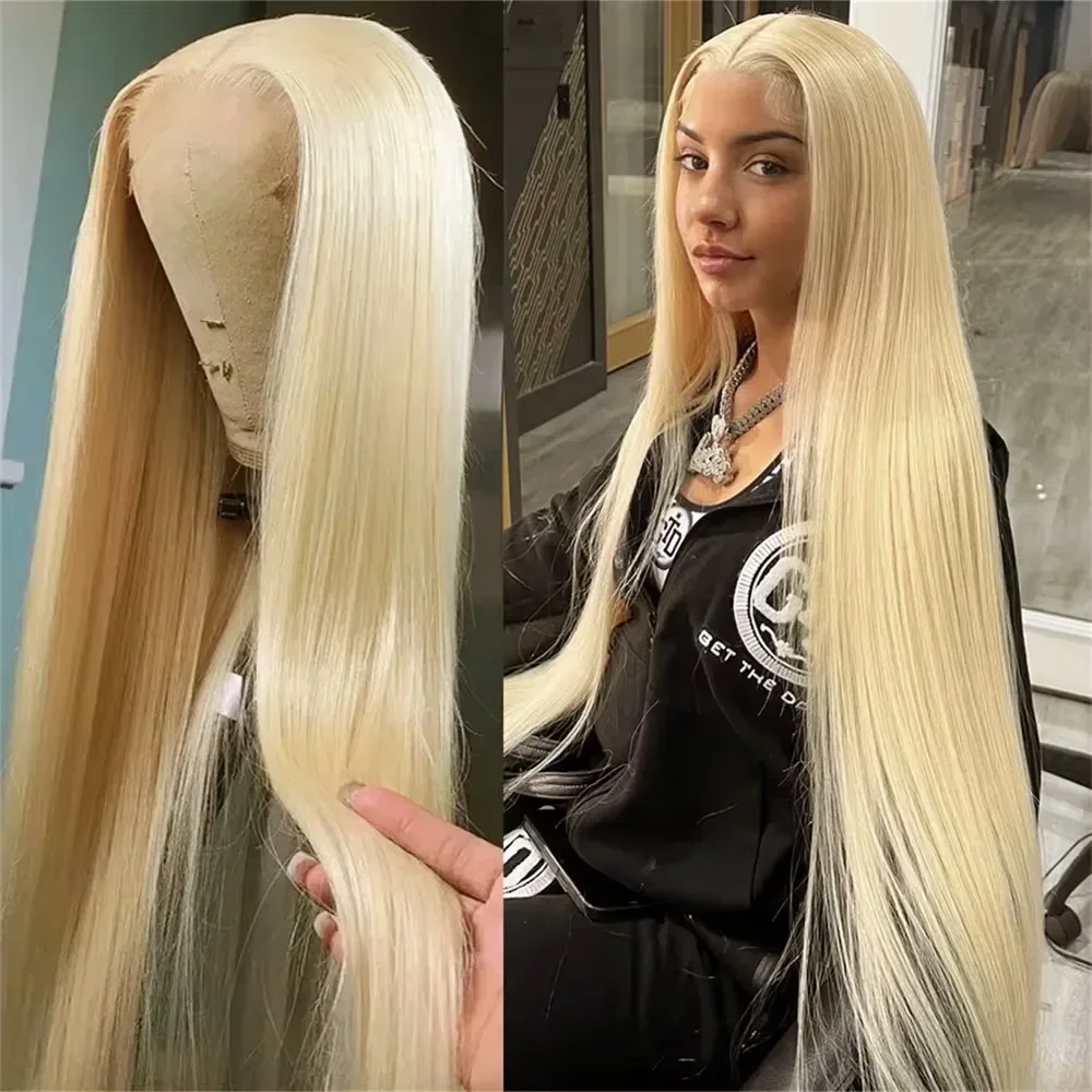 Perruque Lace Front Wig brésilienne naturelle lisse, blond 180, 13x6, 13x4, densité 250/613, HD, transparente