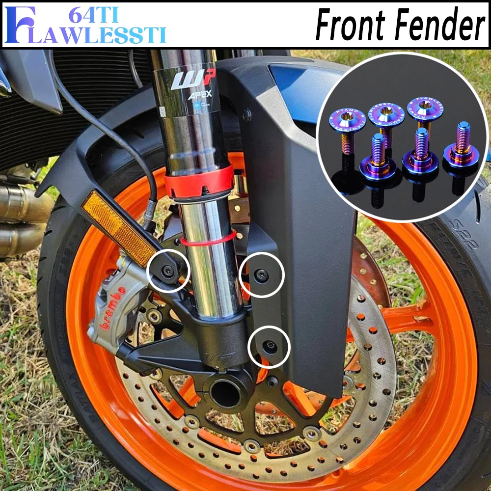 FLAWLESSTI Gr5 Titanium Bolt Front Rear Fender Brake Caliper Disc Bodycover Oil Tank Cap Bolt For KTM 1290 Super Duke R