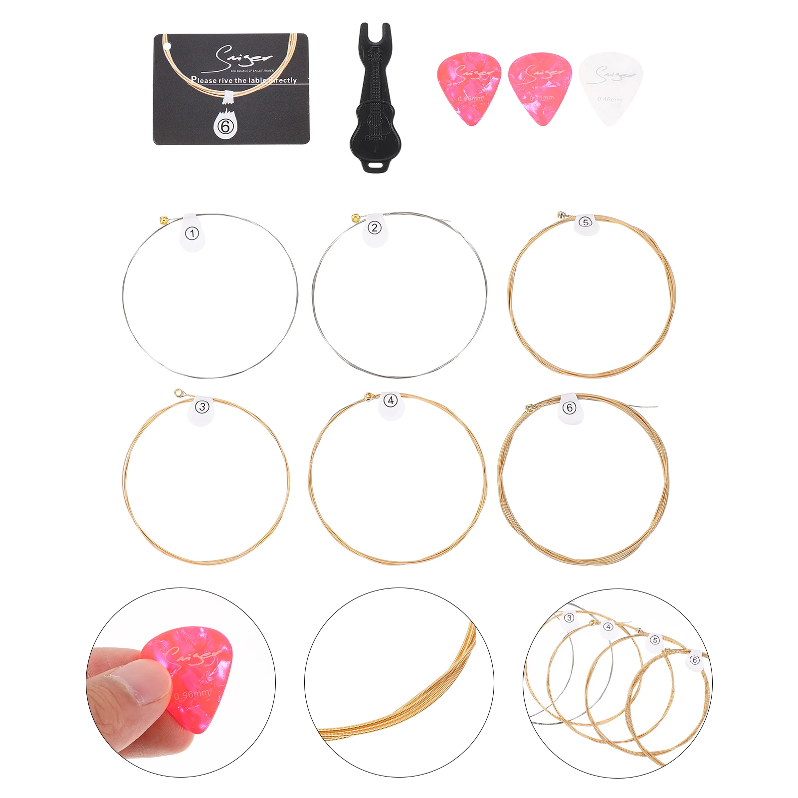 

Guitar String Set Tool Kit Classical Accessories Pick Folk Phosphor Bronze of Strings Repair