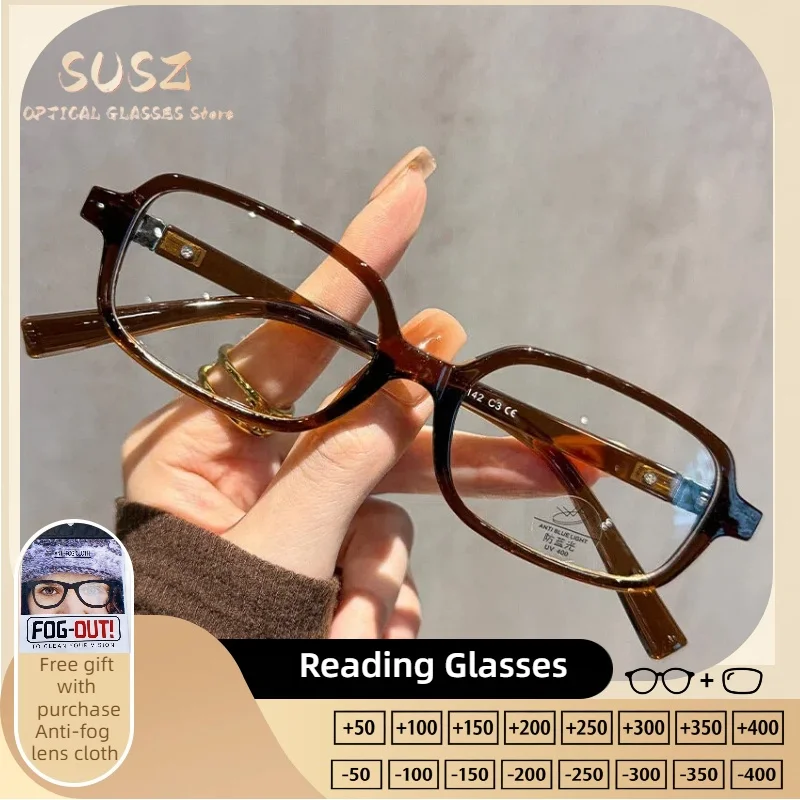 

SUSZ Fashion Women Square Myopia Prescription Computer Glasses Blue Light Blocking Multifocal Photochromic Optical Eyeglasses