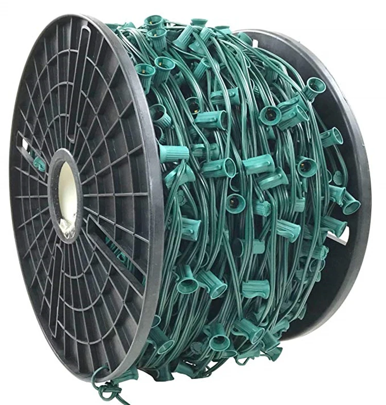 ForOutdoor C9 Luzes 1000 pés 12 polegadas Espaço 1000 Soquetes C9 Spool Reel LED Luzes de corda para pátio de Natal