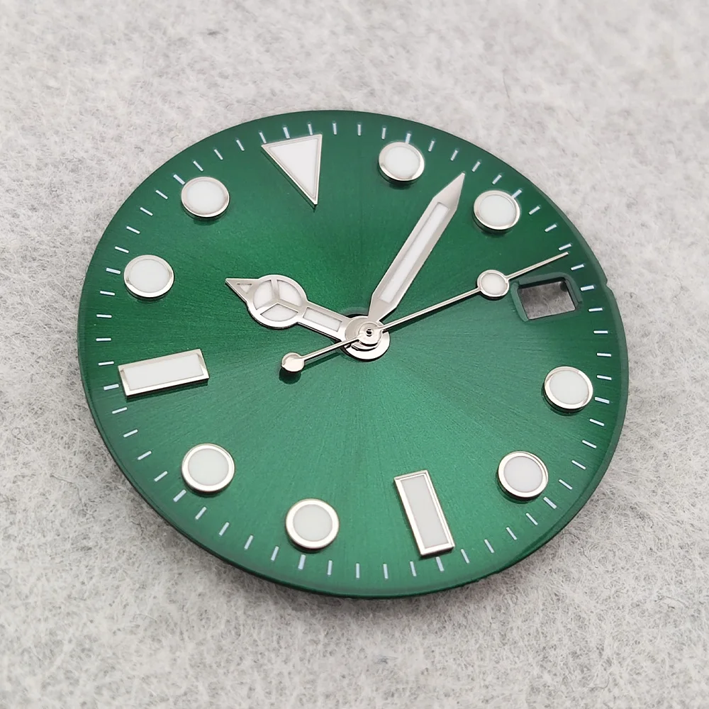 28.5mm Dial NH35 Dial High Quality Green Classic Enamel Dial With Hands Luminous Dial Watch Accessories Fits NH35/NH36 Movement