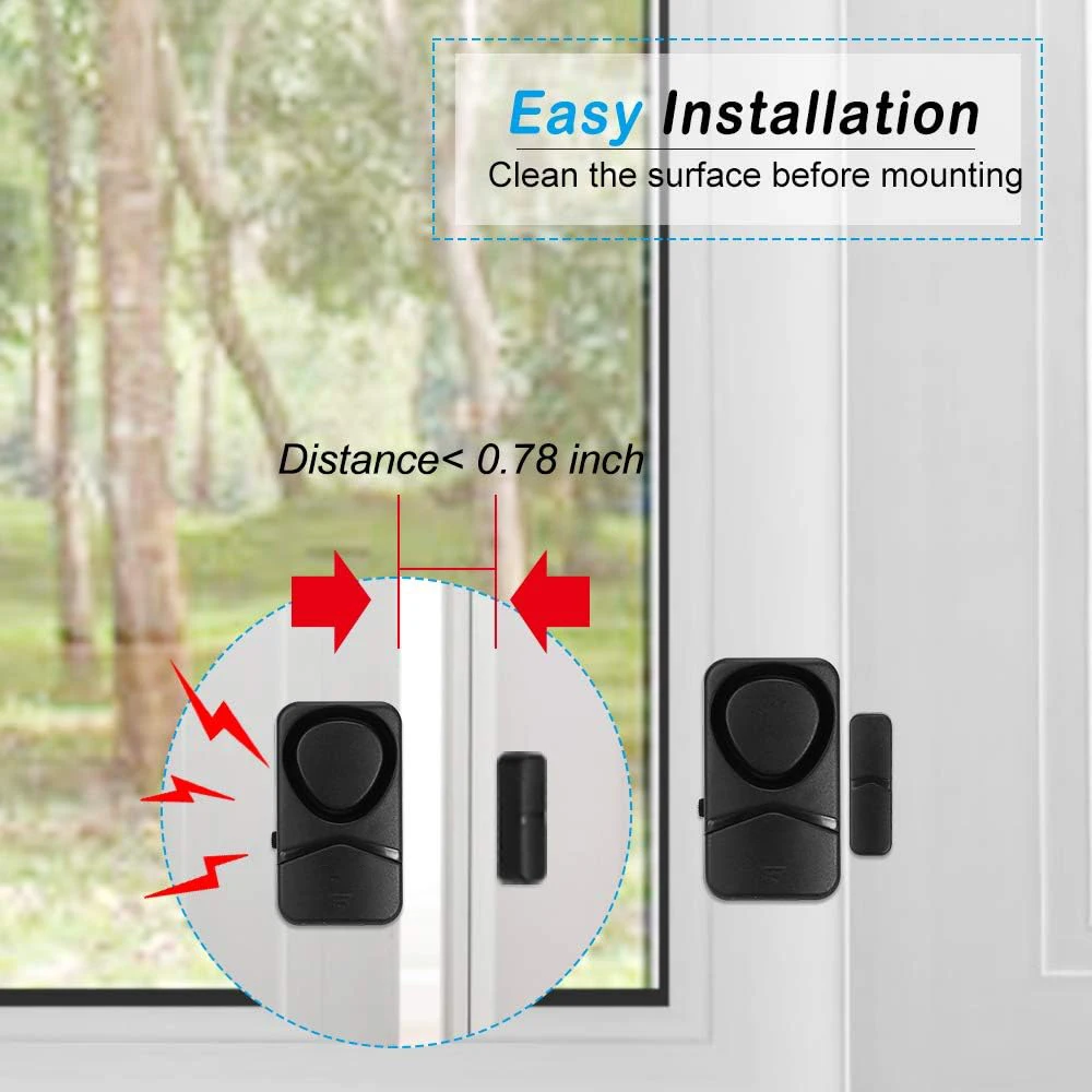 Camluxy-alarmas de puertas y ventanas 4 en 1, detectores de puerta abierta y cerrada de 110dB, alarma con Sensor magnético para el hogar, seguridad