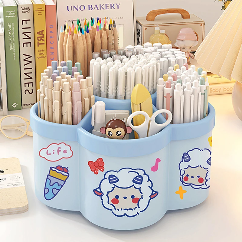 

1 шт. 360 ° Настольный вращающийся держатель для карандашей большой емкости, многофункциональный настольный органайзер для ручек для макияжа и канцелярских принадлежностей для студентов