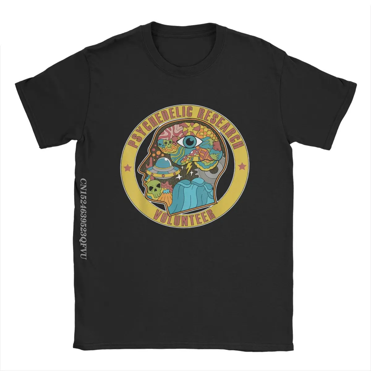 Psychedelic Research Volunteer UFO Aliens Tee Shirt Men Premium Cotton Tops T Shirts Paranormal Harajuku Tee Shirt Plus Size