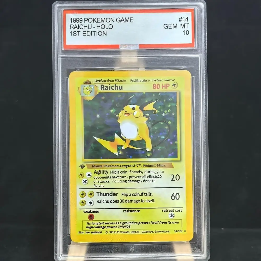 

Proxy DIY 1999 POKEMON GAME RAICHU-HOLO 1ST EDITION 14 GEM MT 10 Rating Card 10 Card Labels Gift Cards Toys