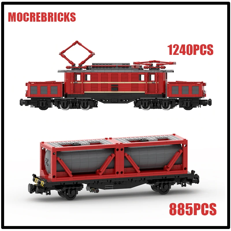MOC Crocodile Electric Locomotive Building Blocks Set 8-Wide Vintage Railway Engine Model Assembly Adult Hobby Collection