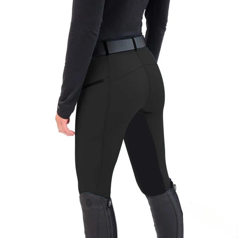 Damen-Leggings, elastische Hose, modische, lässige Leggings mit Reißverschluss, Reithose, Reiten