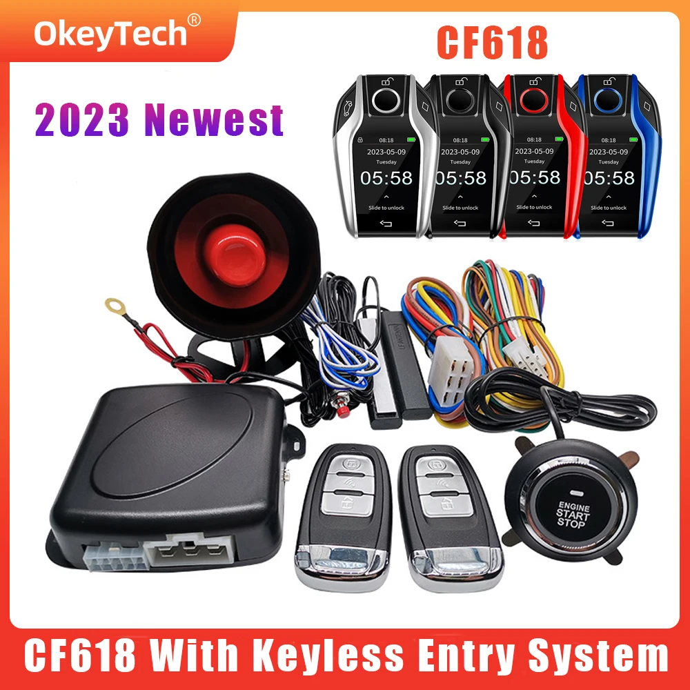 Universal Auto Start Stop Keyless Entry System with CF618 Universal Modified Boutique Smart Remote Key Push One-Button Start