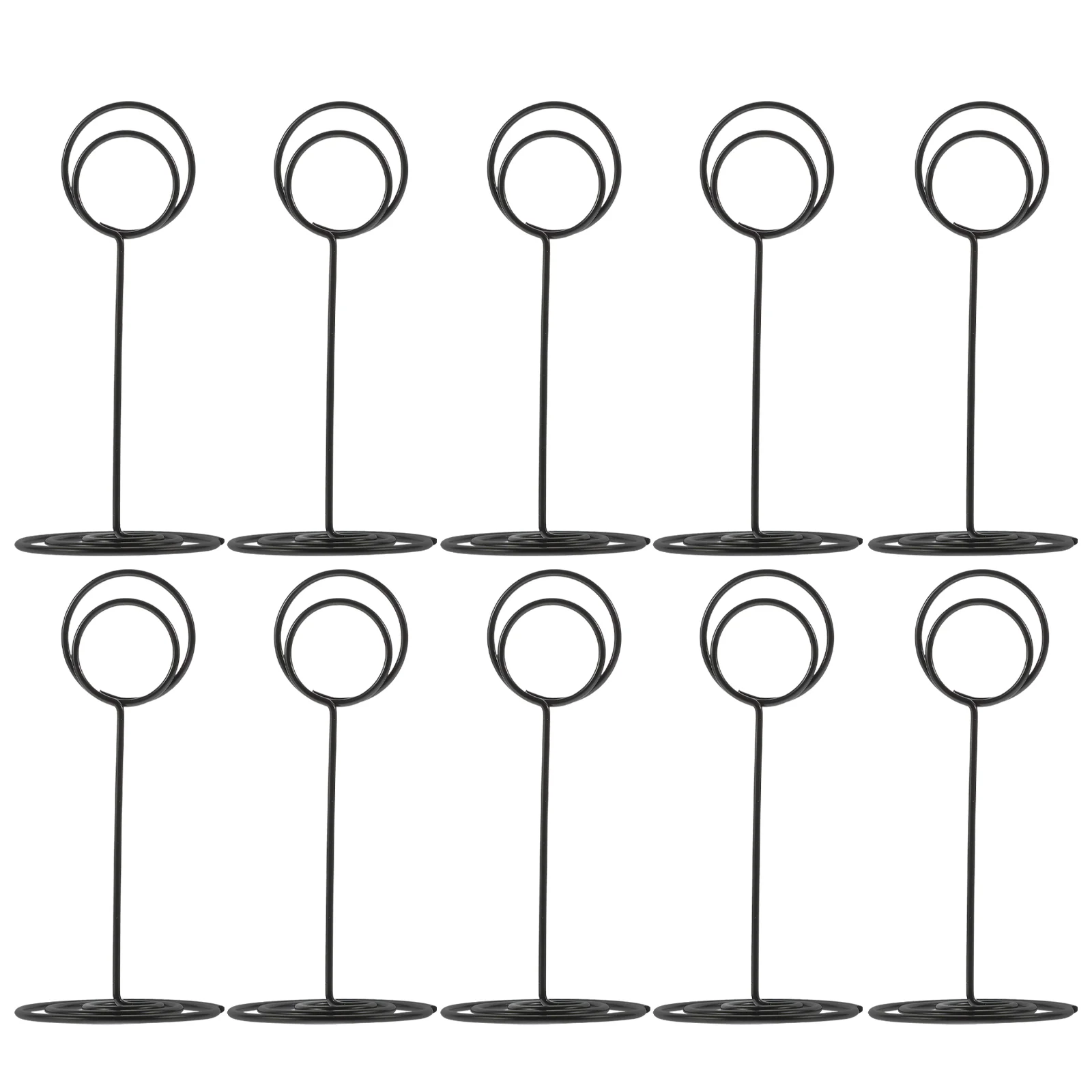 

10 Pcs Desktop Number Plate Holder Business Cards Photo Table Holders Stands Place for Frame Picture Tables Metal Black Office