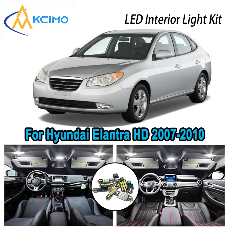 High-Quality LED Interior Kit for Hyundai Elantra HD 2007-2010 2008 2009 2010 Premium Error-Free Dome Map Trunk Automotive Lamps
