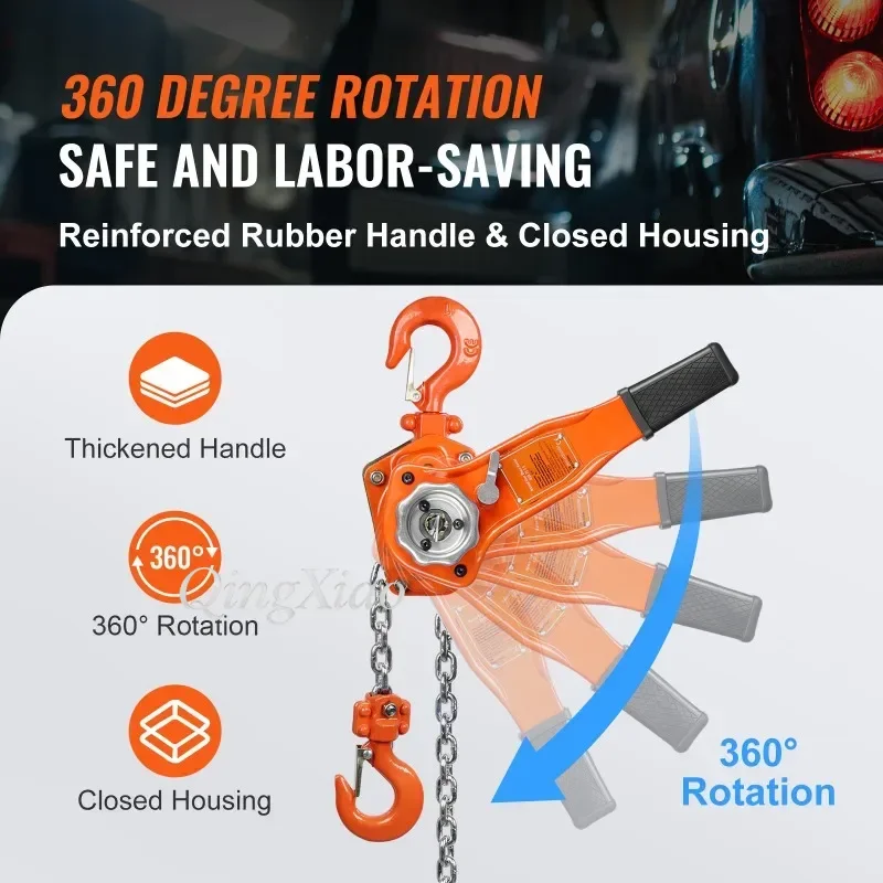 Lever Block Hand Chain Hoist Cable Tensioner Manual Chain Puller for Diagonal Pulling Lifting Hoisting Construction Site Use