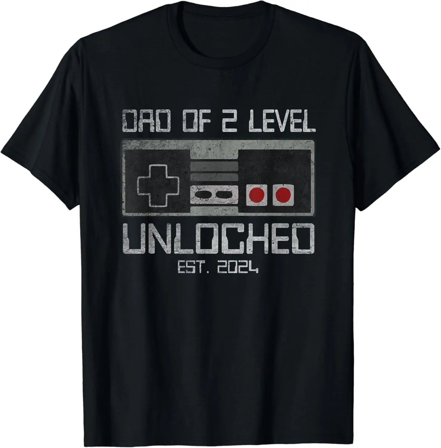 Daddy Again Leveled Up To Dad of 2 Two Level Unlocked Gamer T-Shirt