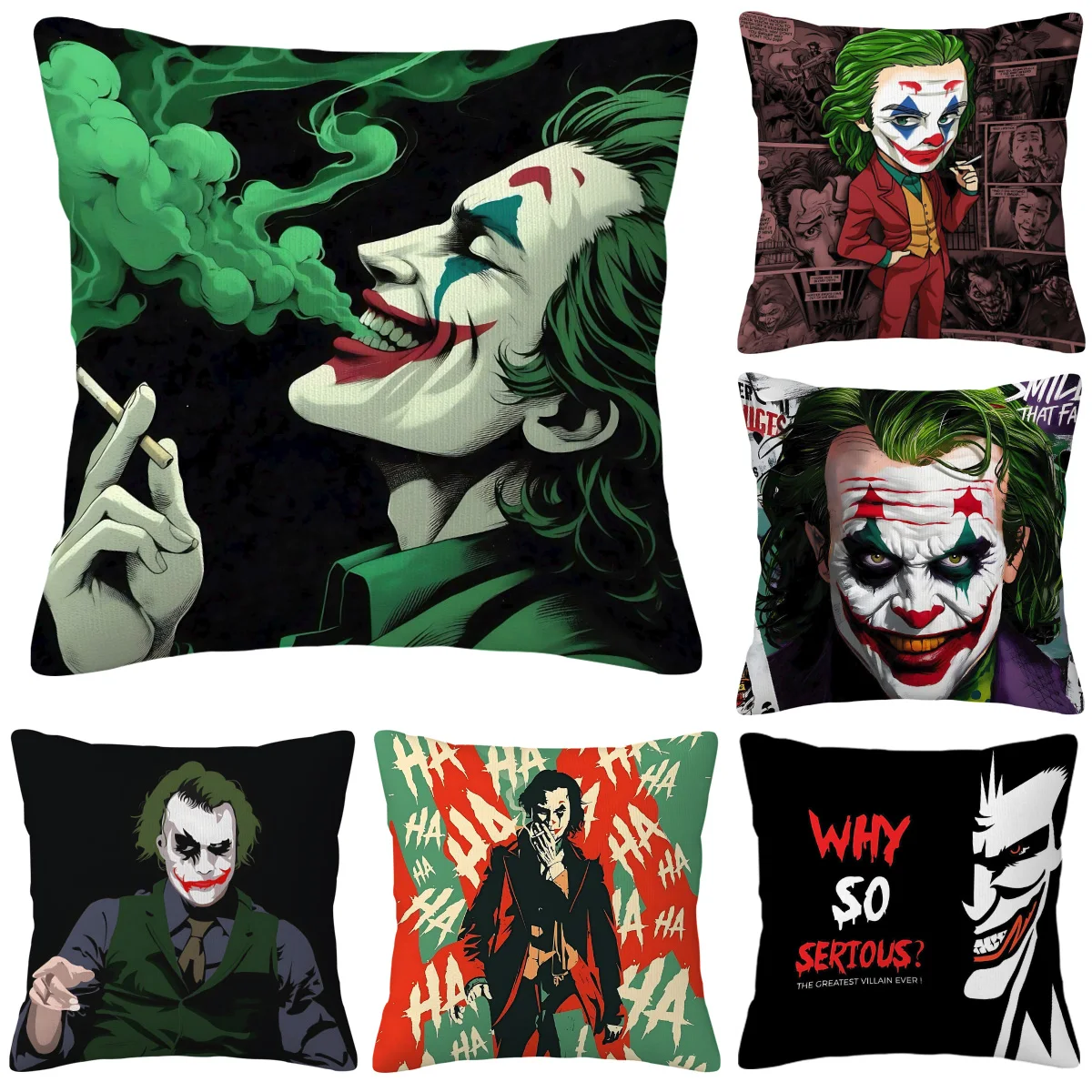 Joker Luxus-Kissenbezug, 50 x 50, Innendekoration, Dekokissenbezüge für Wohnzimmer, Kissen, Heimdekoration, Anime, 45 x 45 cm