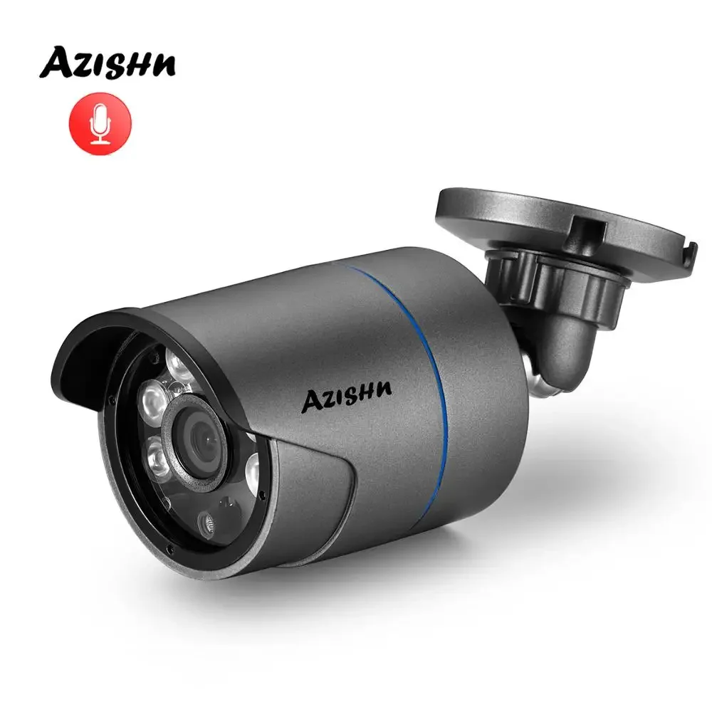 AZISHN H.265+ Metal IP Camera 25FPS 4MP FULL HD 2560*1440 25fps 6Array IR  Face Detection IP66 Outdoor XMEye CCTV Camera