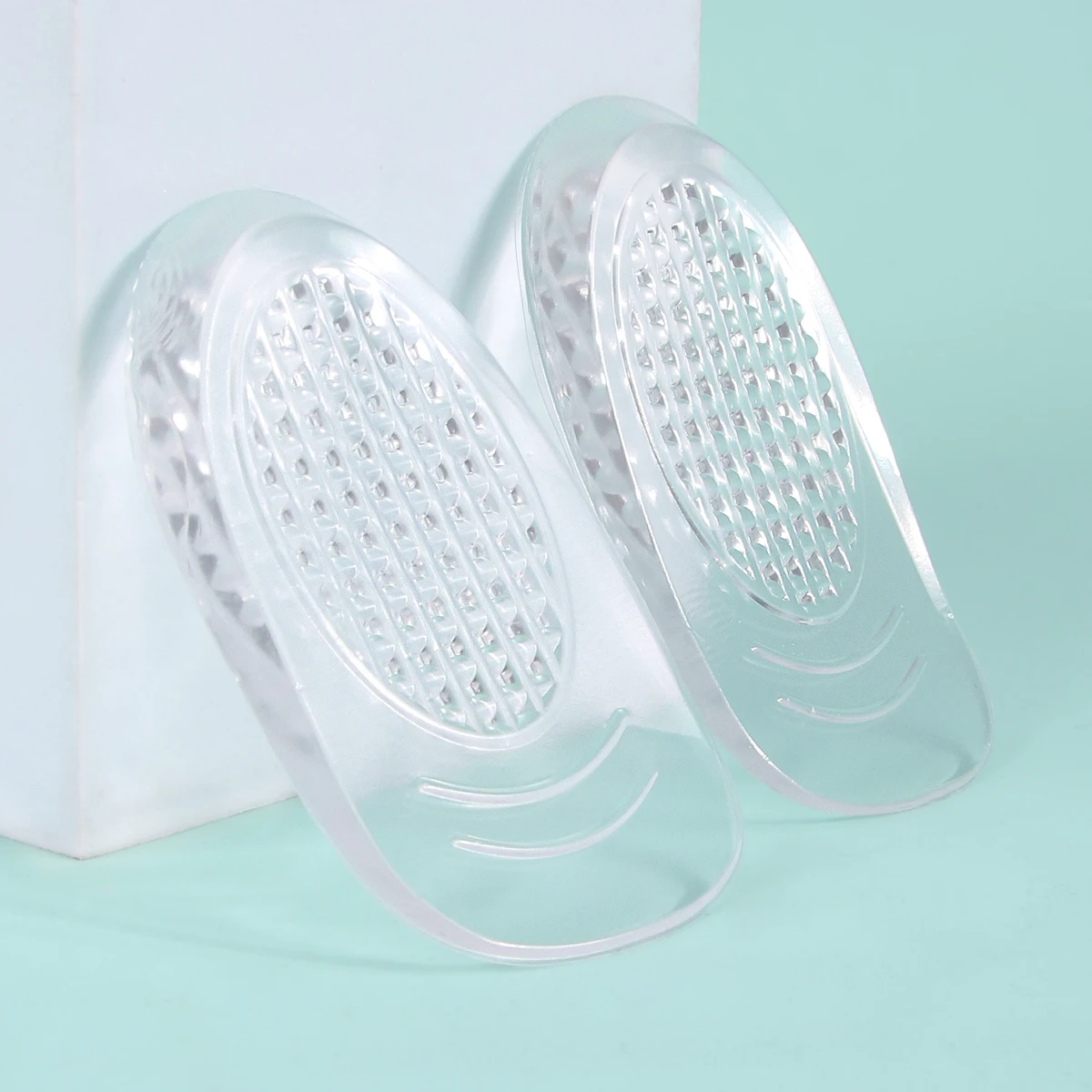 

S L size silicone transparent height increasing pad for men and women's heel pads, half height increasing pad