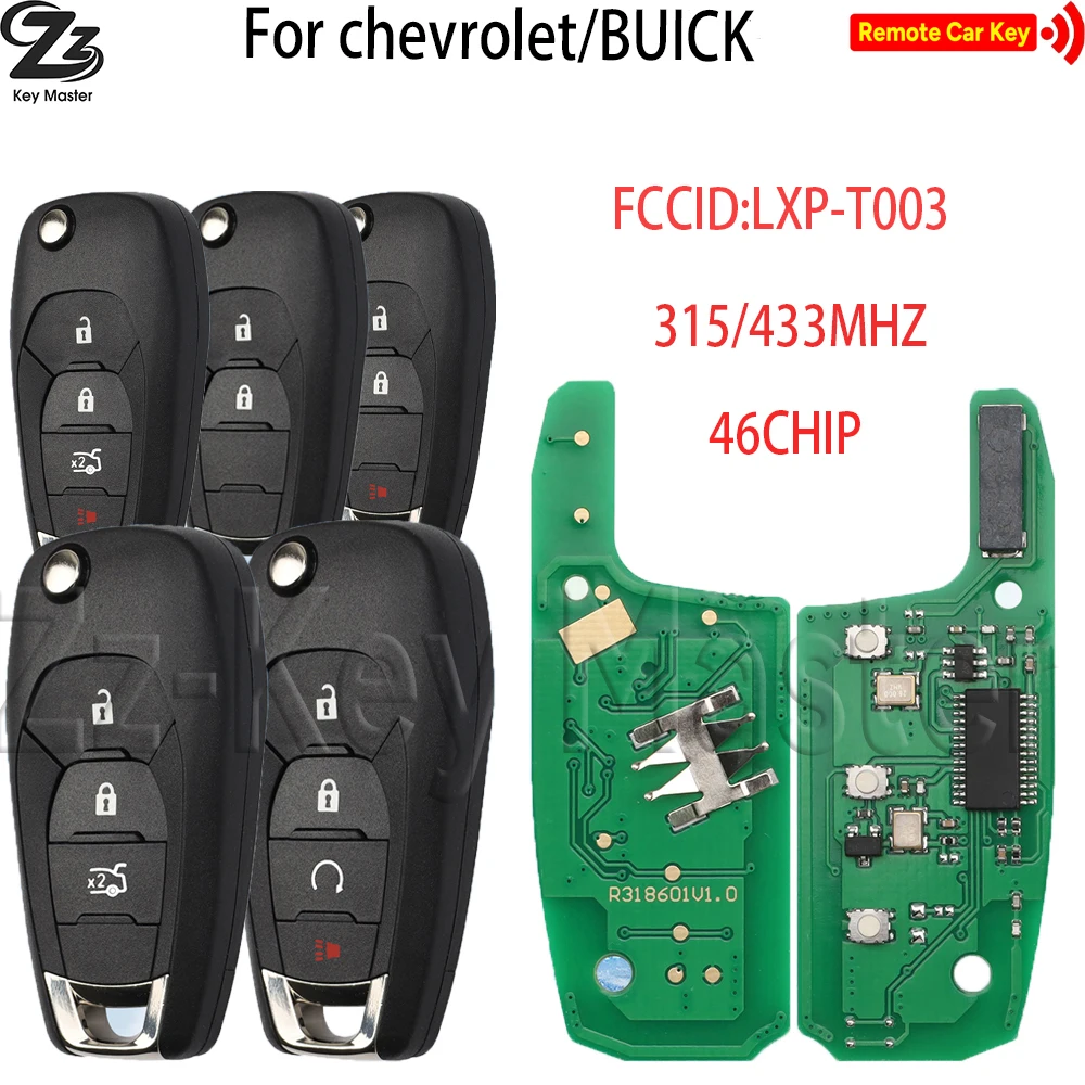 

Zz For Chevrolet/BUICK Cruze Avo XL7 XL8 Trailblazer Onix RS Tracker LXP-T003/004 ID46 PCF7952315/433MHz Car Remote Flip Key