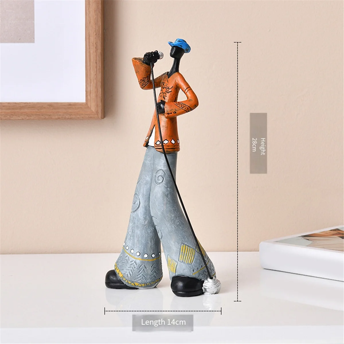 

SZSC 2PCS Jazz Band Player Figurines Vintage Musician Figure Desktop Ornament Resin Statues Retro Sculpture Home Indoor Decor