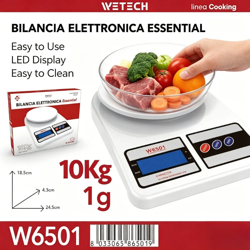 Balance de cuisine numérique 5kg/10kg, précision 1g, balance alimentaire électronique avec écran LCD, fonction tare pour la cuisine et la pâtisserie
