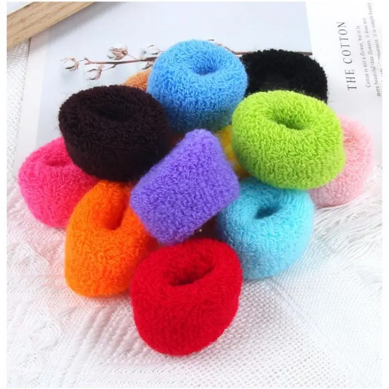 Pack Terry Cloth Cotton Elastic Stretchy Fuzzy Wide Thick Hair Ties Scrunchies  Ring Loop Hair Holder Hair Accessories for Women