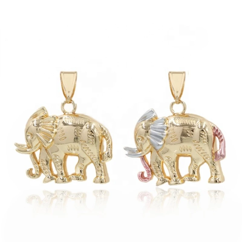 

Lucky Fashion Hot Selling 18k Gold Plated Three Color Animal Elephant Necklace Pendant Men and Women Gift Party