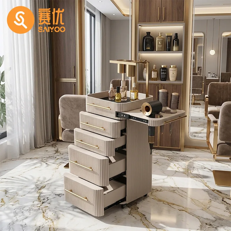 Hair salon storage cabinet, hair salon,  salon with  dryer, removable perm and dyeing tool cart