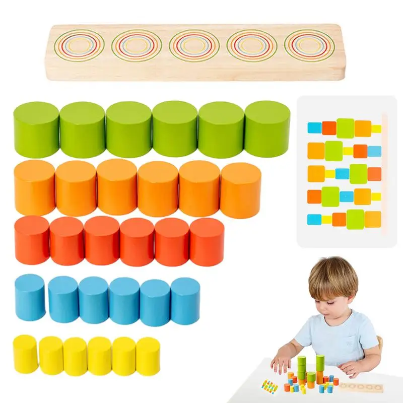 Bloques de construcción Montessori para niños, juguetes apilables, juegos de mesa para niños pequeños, juguetes de clasificación de Color, habilidades motoras finas interactivas para