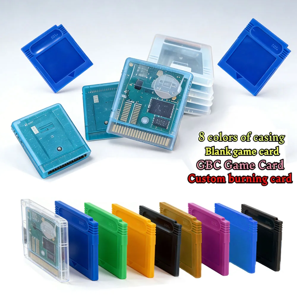 New GBC Game Card Blank No Content Game Card Custom Burning Game Content No Manual No Battery Multicolored Shell