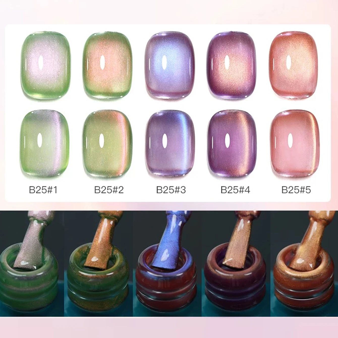 1-5 pçs dopamina série de frutas olho de gato gel unha polonês colorido verde unhas roxas unhas rosa contas de vidro suprimentos da arte do prego