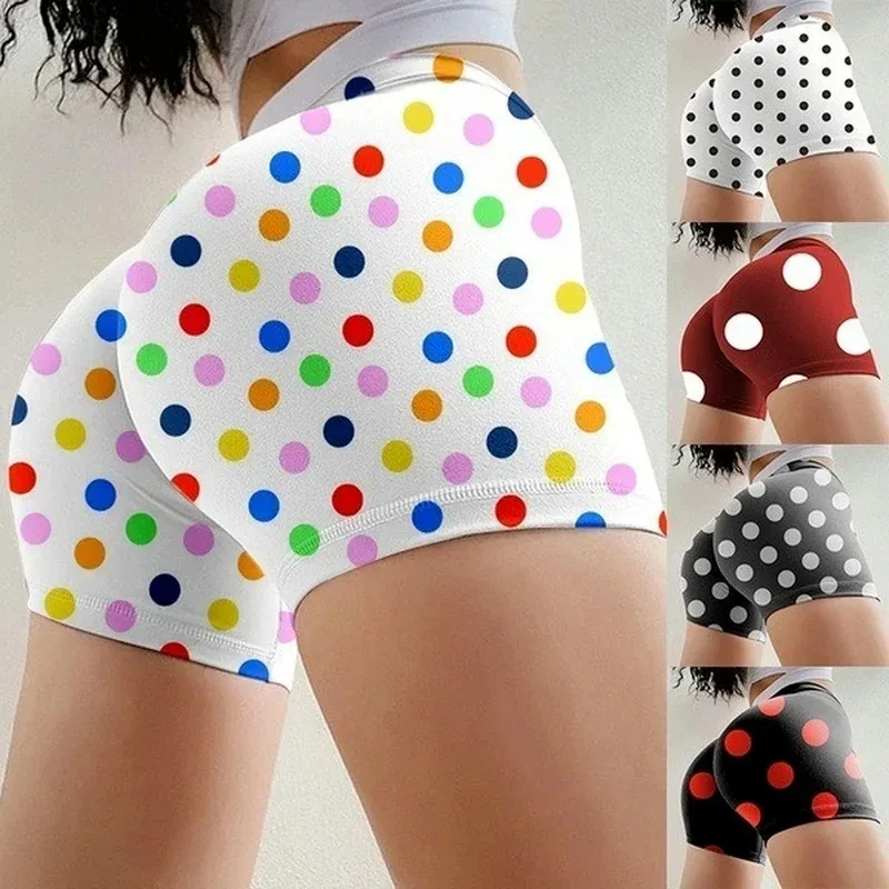 2024 moda sexy sottile a vita alta a pois corti pantaloncini estivi da donna pantaloncini slim traspiranti per le donne palestra fitness nuovo