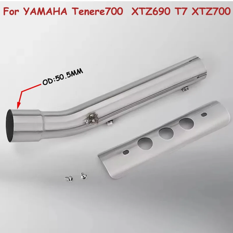 

Slip-on For Yamaha Tenere 700 XTZ690 T7 XTZ700 2019 - 2023 Motorcycle Exhaust Middle Link pipe Muffler Escape With Heat Shield