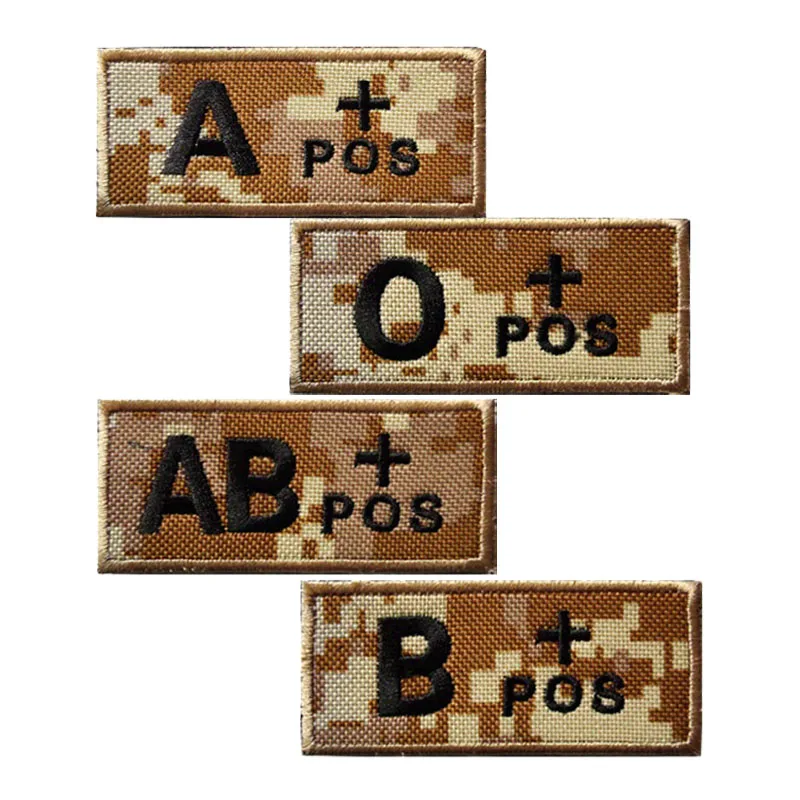 1pc Embroidered Blood Type Patch Rugged Tactical Design for Men - A, AB, O, B+POS Identifiers for Backpacks, Hats, and Clothing