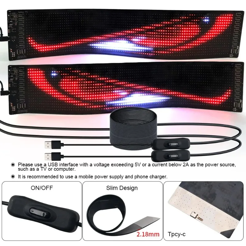 2PCS Devil Eyes Light Car Window Flexible LED Display Screen Matrix Pixel Panel Demon Dynamic Eye Light for Car Truck Windshield