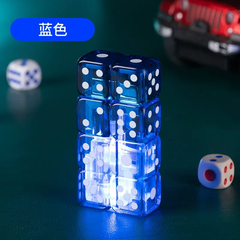 New Double Row Dice Lighter with Light Torch Jet Pink Flame Lighter Transparent Metal Windproof Lighter Gift Smoking Accessories