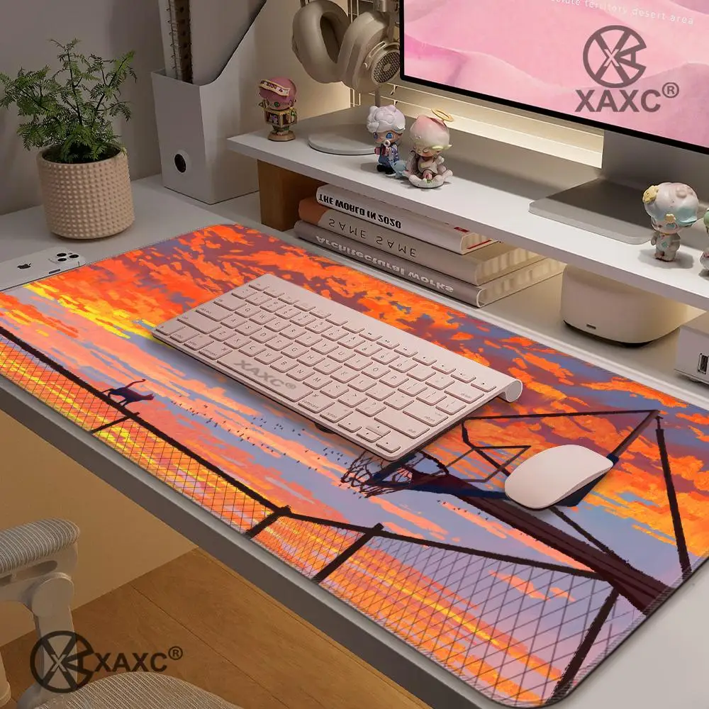 Sunset & Hoop Mouse Pad Large XXL Computer Office Game Table Mats XXL Rubber Anti-slip Gaming Keyboard HYBXXC Long Desk Pad
