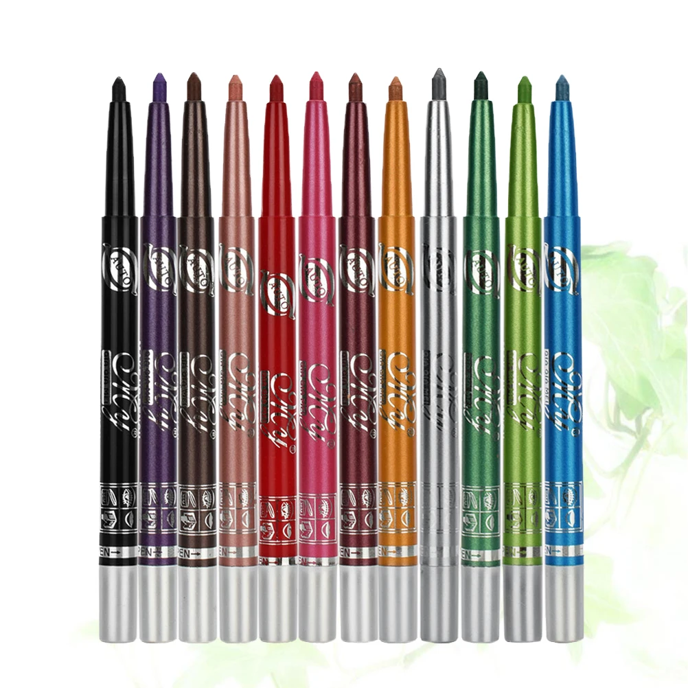 

12pcs Eye Shadow Pencil Eyeliner Waterproof Long Lasting Pearl Luster Smooth Texture Women Makeup No Smudge Free Shipping