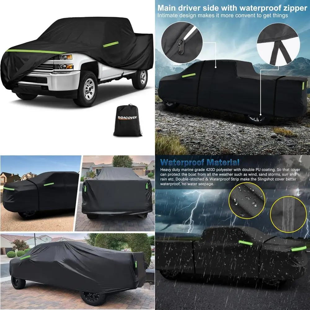 غطاء شاحنة بيك اب عالي التحمل مقاوم للماء بالحجم الكامل لسرير طويل بطول 8.3 قدم للحماية من جميع الأحوال الجوية مع سحاب