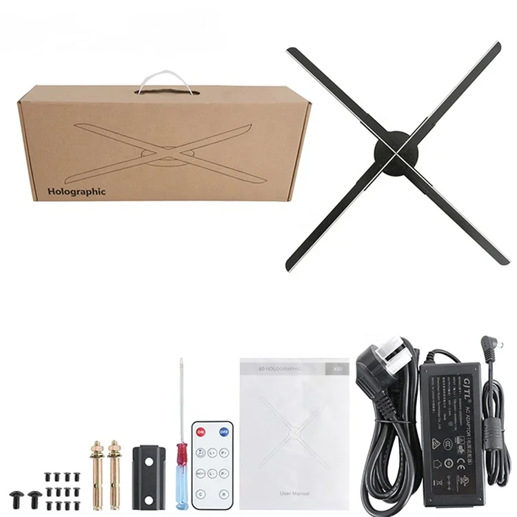 Professional Led Hologram Projector 3d Holographic Display Advertising Machine 1900cd/m2 Air Visible 30000hours 1024*1024 75cm