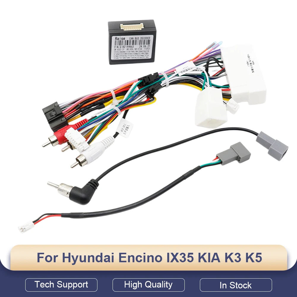Car Audio 16PIN DVD Player Power Calbe Adapter With Canbus Box For Hyundai Encino IX35  KIA K3 K5 Stereo Plug Wiring Harness