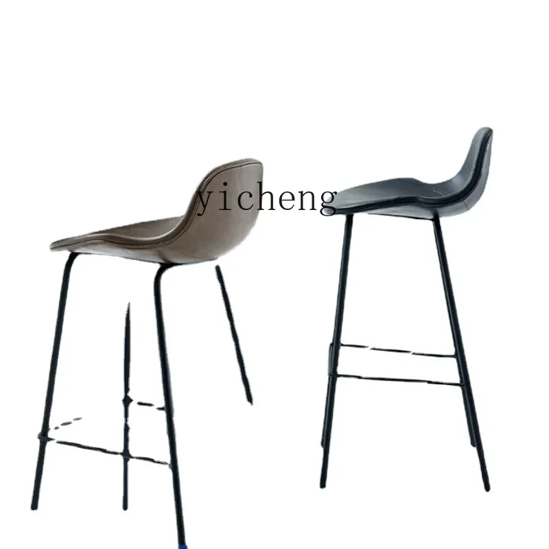 ZZf Chair Modern Minimalist Backrest High Stool Iron Restaurant Front Desk Chair
