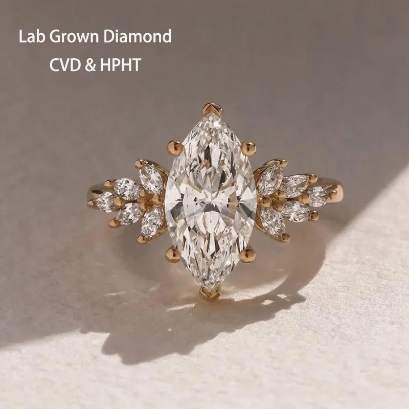 

5ct Marquise DEF / VS VVS Lab Grown Diamond IGI Certified Ring 14K 10K Gold for Her Anniversary Ring Unique Bridal Ring