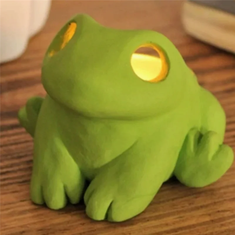 M02K-Frog Candle Holder Table Centerpiece Decor Big-Eyed Frog Candlestick Holder Tabletop Tea Light Candle Stand