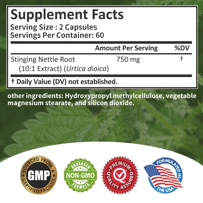 Stinging Nettle Root - Supports Prostate and Urinary Health, Boosts Metabolism, Improves Immunity, Non-GMO, Gluten-free