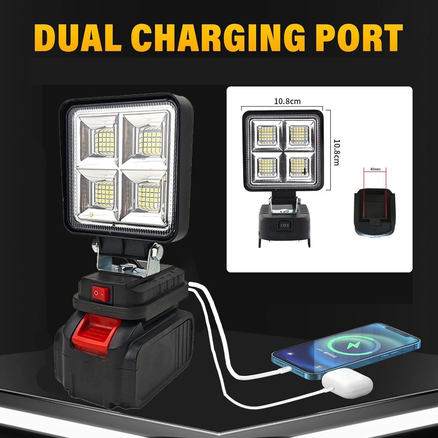 Bright Portable Lamp For Makita 18V Li-ion Battery LED Work Light 4 Inch Flashlight Portable Emergency Flood Lamp Camping Lamp