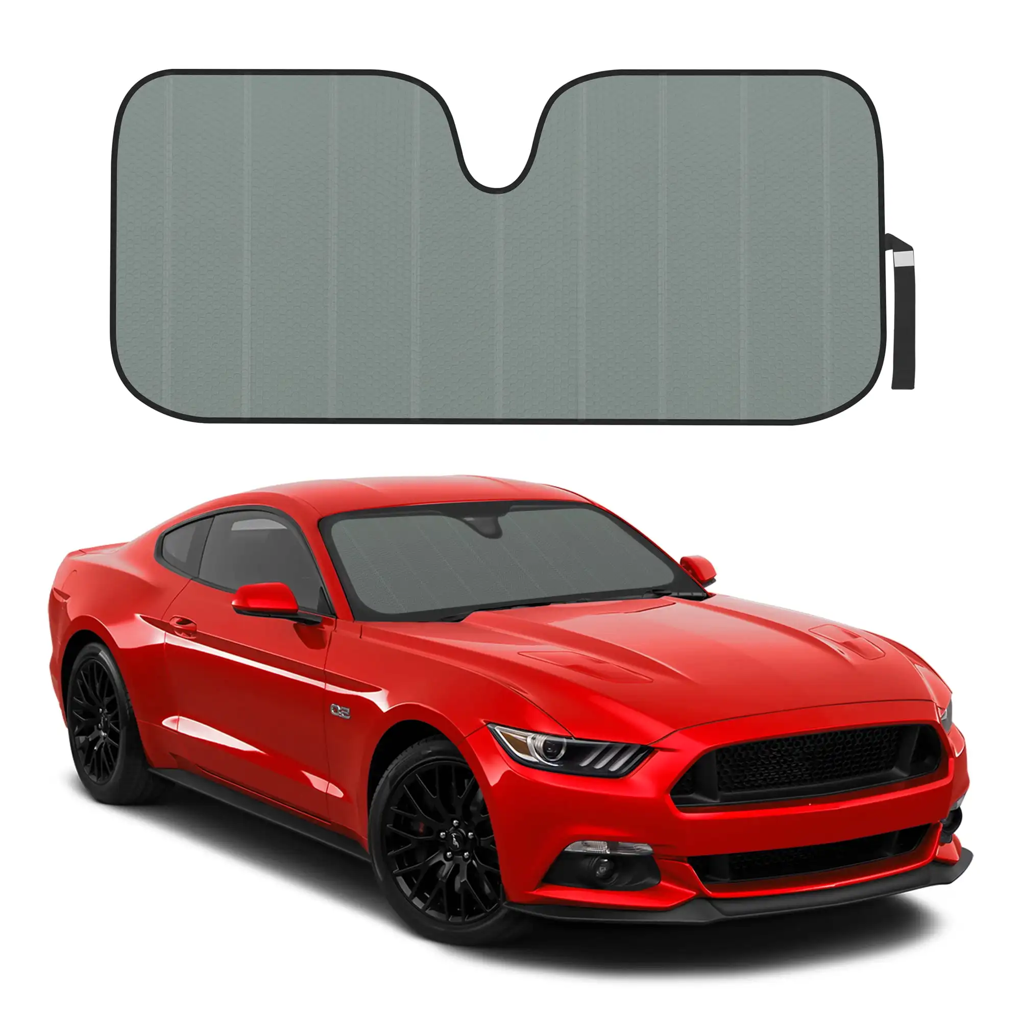 

Front Windshield Sun Shade - Jumbo Accordion Folding Auto Sunshade for Car Truck SUV 66 x 27 Inch (Gray)