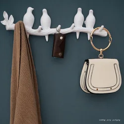 Nordic Cute Bird Behind the Door Decorative Hook Hanger Coat Hook Seamless Nail Wall Coat Hanger Free Punch Row Hook