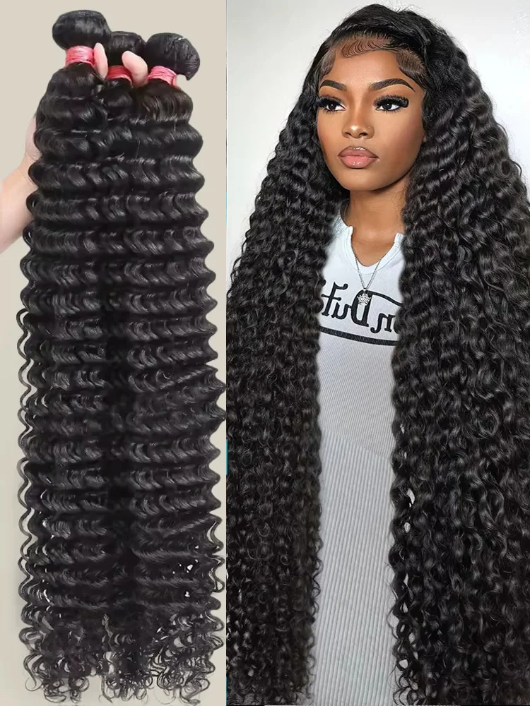 30 32 بوصة البورمية حزم الشعر البشري المجعد موجة عميقة الشعر الخام 3/4 قطعة حزم ملحقات غير المجهزة موجة طبيعية لحمة مزدوجة